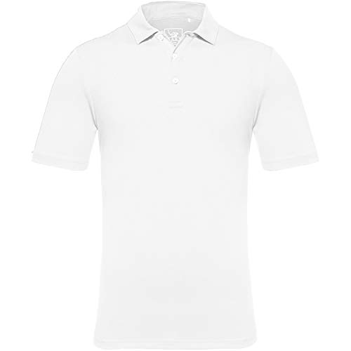 EAGEGOF Herren Golf Polo Shirt Männlich Kurzarm Sport Freizeit Weich Erwachsene Tennis Polo Shirt Outdoor, reines Weiß, Large von EAGEGOF