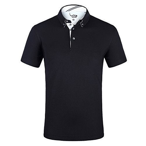 EAGEGOF Herren shirts kurzarm tech performance golf polo dri-fit shirt standard fit Schwarz XX-Large von EAGEGOF