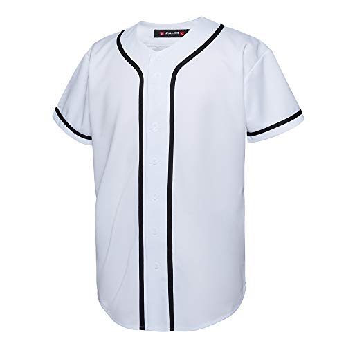 EALER BJ80 Series Herren Baseball Trikot Knopfleiste Kurzarm Hipster Hip Hop Sport Uniformen, Weiss/opulenter Garten, L von EALER