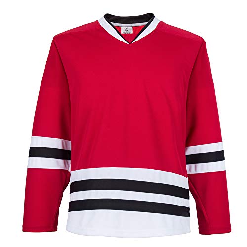 EALER H900 Series Ice Hockey League Team Color Blank Practice Jersey, E022#red, L von EALER