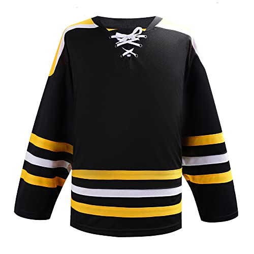 EALER H900 Series Ice Hockey League Team Color Blank Practice Jersey, E105#black, XXL von EALER