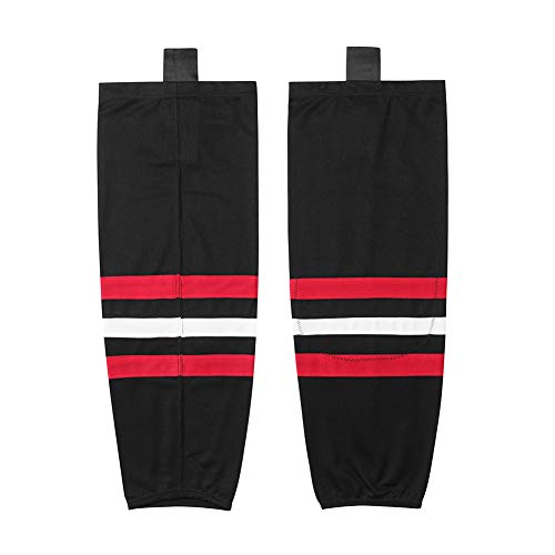 EALER HS100 Serie Team Color Dry Fit Eishockey-Socken für Kinder bis Senioren und Jugendliche bis Erwachsene, Xw019#schwarz, 50-52 EU von EALER