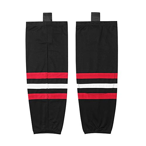 EALER HS100 Series Eishockey-Socken für Kinder und Jugendliche bis Erwachsene - Schwarz - Large von EALER