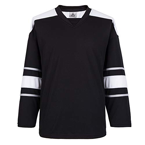 EALER Herren Eishockey-Trikot League, für Erwachsene und Jugendliche - Schwarz - XX-Large von EALER