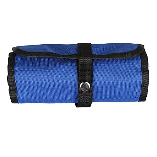 EALLEN Pencil Wrap,Pencil Wrap Roll Up 36 Löcher einfarbiges Federmäppchen for die Schule mit Schnalle, hohe Kapazität, Federmäppchen, Schreibwaren, Bürobedarf (Color : Blue) von EALLEN