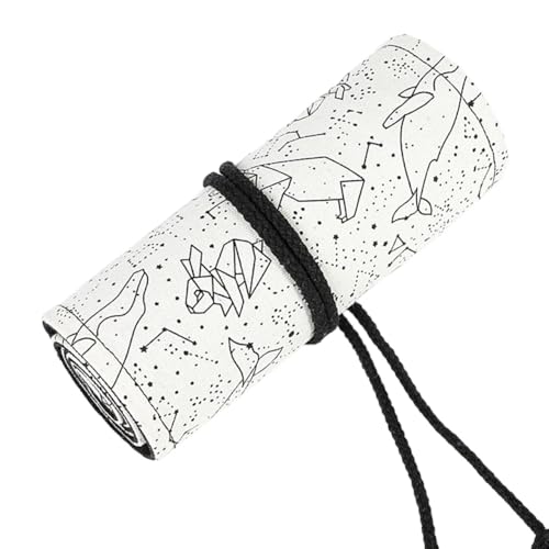 EALLEN Pencil Wrap,Pencil Wrap Roll Up 48/72 Löcher Leinwand Rolle Stift Vorhang Bleistift Tasche Fall Make-up Wrap Halter Aufbewahrungstasche Schulbedarf (Color : 72 Holes) von EALLEN