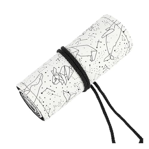 EALLEN Pencil Wrap,Pencil Wrap Roll Up 48/72 Löcher Leinwand aufrollbar Bleistiftbeutel Stift Vorhang Fall Make-up Wrap Halter Aufbewahrungstasche Schulbedarf (Color : 72 Holes) von EALLEN