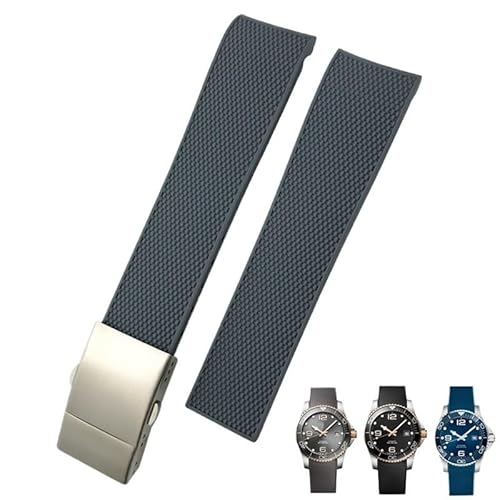 EAMOM 21 mm Uhrenarmband, für Hydroconquest L3 780 781 782 841, wasserdichtes Silikonarmband(Gray) von EAMOM
