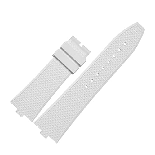 EAMOM 24mm * 7mm Fluorkautschuk Uhrenarmbänder Passend für Vacheron Constantin 5500V 4500V 7900 Schwarz Blau Uhr Herren wasserdichtes Armband(White) von EAMOM