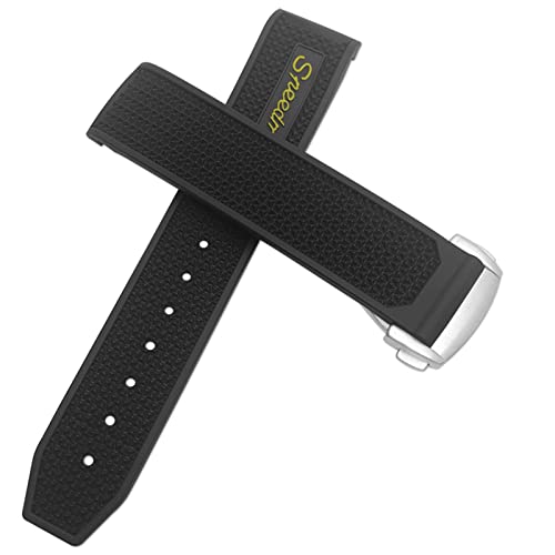 EAMOM Gummiarmband 22mm 20mm 19mm 21mm Uhrenarmband für Omega Speedmaster Heritage Seamaster Silikon wasserdichtes Sportarmband(Yellow silver,20mm) von EAMOM
