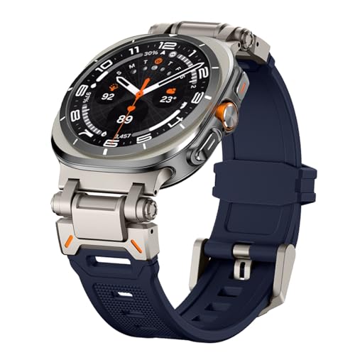 EAMOM Gummiband für Samsung Galaxy Uhr Ultra 47mm Correa Armband ULTRA 47MM Metall Quick Fit Männer Strap Uhrenarmbänder(Titanium blue2) von EAMOM