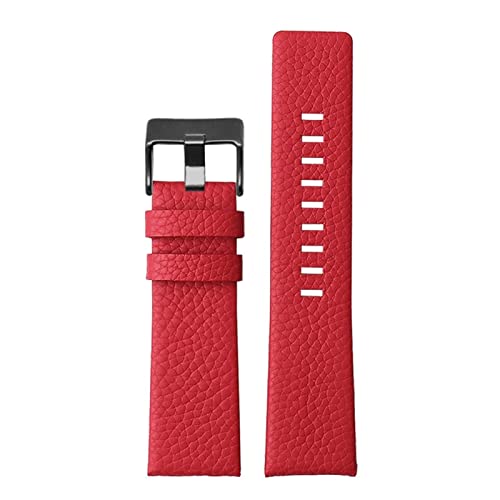 EAMOM Lederuhrband für Diesel DZ7395 DZ7370 DZ7257 DZ7430 Schauen Sie sich Band Weiche Kuhwahnsinnsgurt an 24 m 26 mm 28 mm für Männer Frauen(Red-black buckle,28mm) von EAMOM
