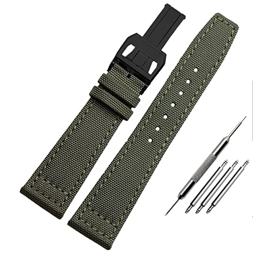 EAMOM Nylon Watch Band Für Iwc Portugiesisch-Pilot-Serie 20mm 21mm 22mm Armbanduhr Band Leinwand Armband Blaues Blaugrün Uhrengurt(B-armygreen-black,21mm) von EAMOM