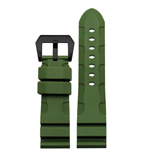 EAMOM Silikon Uhrband für PAM111 PAM0061 PAM00682 Armband Sport Watch Armband 24 -mm -Armband wasserdichtes schwarzes Zubehörgürtel(Green black clasp) von EAMOM