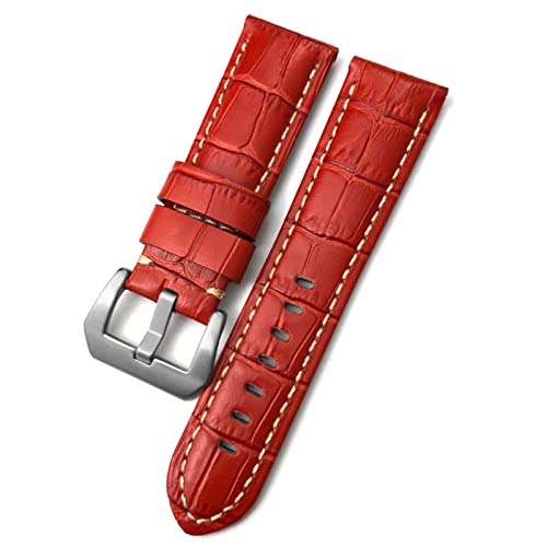 EAMOM Uhrenarmband 24 mm, passend für PAM Panerai Luminor, grünes, rotes, blaues Rindslederband, Edelstahlschnalle, kostenloses Werkzeug, 24mm Black buckle, Achat von EAMOM