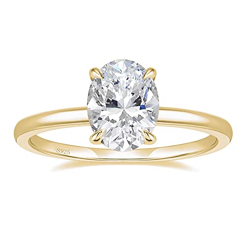 EAMTI Verlobungsringe aus 925er-Sterlingsilber, 3 Karat, ovaler Schnitt, Solitär, Zirkonia, Hochzeitsringe für Damen, Größe 36-46, Sterling Silber, Zirkonia von EAMTI