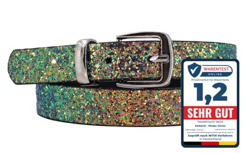 EANAGO Gürtel >EISKRISTALL< für Kinder - glitzernder Kindergürtel - moderner Glitzergürtel für Mädchen von ca. 6-15 Jahren – children´s belt von EANAGO