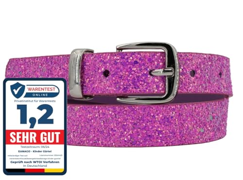 EANAGO Gürtel >EISKRISTALL< für Kinder - glitzernder Kindergürtel - moderner Glitzergürtel für Mädchen von ca. 6-15 Jahren – children´s belt von EANAGO