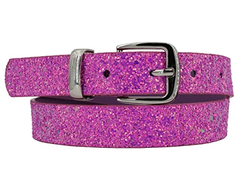 EANAGO Glitzergürtel >EISKRISTALL< für Mädchen, verstellbarer Kindergürtel (52–67 cm), funkelnde Optik in lila - veganes Material, 2,5 cm breit – optimal für Kinder von 3-12 Jahren von EANAGO