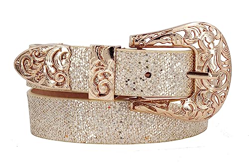 EANAGO goldener Glitzergürtel >GOLDSTAUB< für Kinder - moderner Gürtel für Mädchen von ca. 3-12 Jahren - glitzernder Mädchengürtel mit aufwendiger Schnalle - für Taillen von 52-67 cm von EANAGO