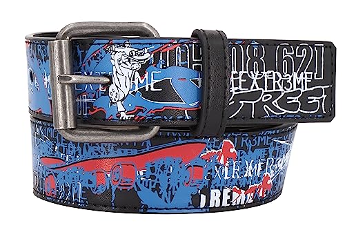 EANAGO Kindergürtel >STREET ART< moderner Gürtel aus Kunststoff für Jungen & Mädchen (3–12 Jahre) - verstellbar für Taillen von 52–67 cm - Schwarz-Bunt - Streetwear Design von EANAGO