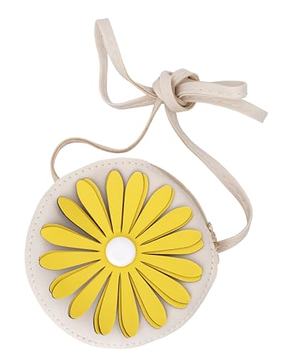 EANAGO Mädchen Handtasche - rundes Blumen-Design, PU-Kunstleder, verstellbarer Schultergurt, kompakte Größe (Ø 11 cm), Umhängetasche für Kindergarten & Grundschule von EANAGO