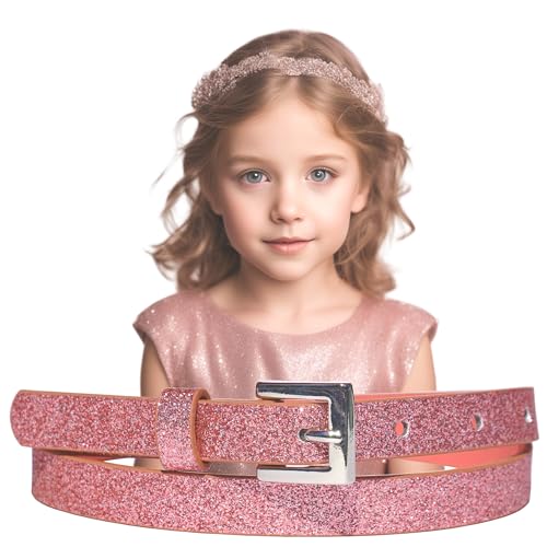 EANAGO Gürtel für Kinder - glitzernder Kindergürtel - Glitzergürtel - moderner Gürtel für Mädchen (rosa_2) (rosa) von EANAGO