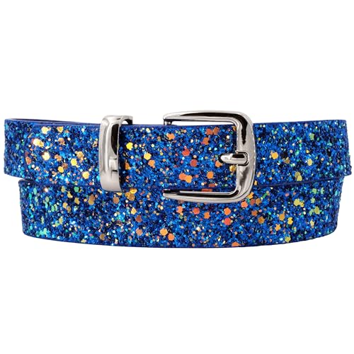 EANAGO Glitzergürtel >EISKRISTALL< für Mädchen, verstellbarer Kindergürtel (57–72 cm), funkelnde Optik in blau - veganes Material, 2,5 cm breit – optimal für Kinder von 6-15 Jahren von EANAGO