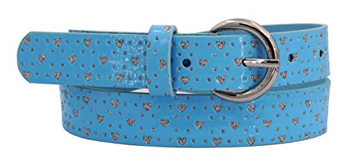 EANAGO veganer Gürtel >FEENTRAUM< für Kinder - Kindergürtel mit Glitzerherzen - moderner Glitzergürtel für Mädchen (blau) von EANAGO