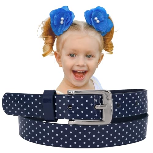 EANAGO veganer Gürtel für Kinder - schimmernder Kindergürtel - moderner Gürtel für Mädchen von ca. 6-15 Jahren – children´s belt (blau/weiß) von EANAGO