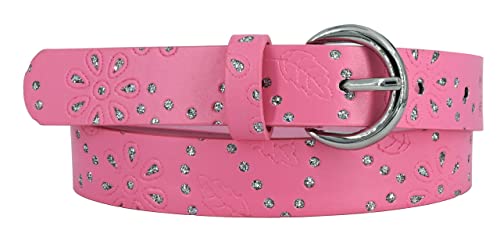 EANAGO Gürtel >STARLIGHT< für Kinder - glitzernder Kindergürtel - Glitzergürtel - moderner Gürtel für Kinder - Kindergürtel Mädchen – children´s belt (pink, 65 cm (Gesamlänge 80 cm)) von EANAGO