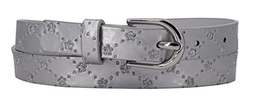 EANAGO Schmaler Kindergürtel >PRINZESSIN GLORIA< für Mädchen - Gürtel für Kinder von ca. 6-15 Jahren (silber) von EANAGO