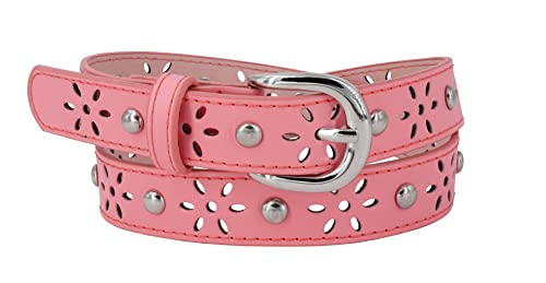 EANAGO veganer Gürtel >FEENGLÜCK< für Kinder, mit Nieten und blumenförmigen Stanzungen - moderner Gürtel für Mädchen – children´s belt von EANAGO