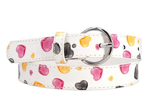 EANAGO Gürtel >HAPPY GIRL< für Kinder - (6-15 Jahre, Taillenumfang 57-72 cm) - moderner Gürtel mit bunten Herzen für Mädchen - Kindergürtel Mädchen von EANAGO