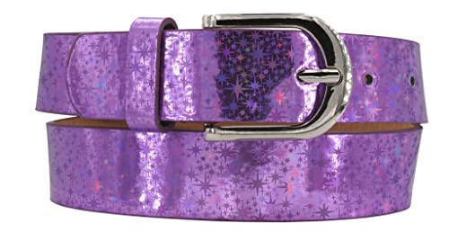 EANAGO veganer Gürtel >STERN< für Kinder (3-12 Jahre, Taillenumfang 52-67 cm, Gürtelmaß 60 cm) - moderner Glitzergürtel für Mädchen - Kindergürtel Mädchen - Mädchengürtel (lila) von EANAGO