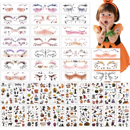 EAPIKON Tattoos für Kinder Mädchen Jungen, 44 Blatt Halloween Temporäre Tattoo Sticker, Bunte Make-Up Tattoos Kindertattoos, Hautfreundliche Festival Aufkleber Party Deko EAPIKON Tattoos für Kinder Mädchen Jungen, 44 Blatt Halloween Temporäre Tattoo Sticker, Bunte Make-Up Tattoos Kindertattoos, Hautfreundliche Festival Aufkleber Party Deko von EAPIKON