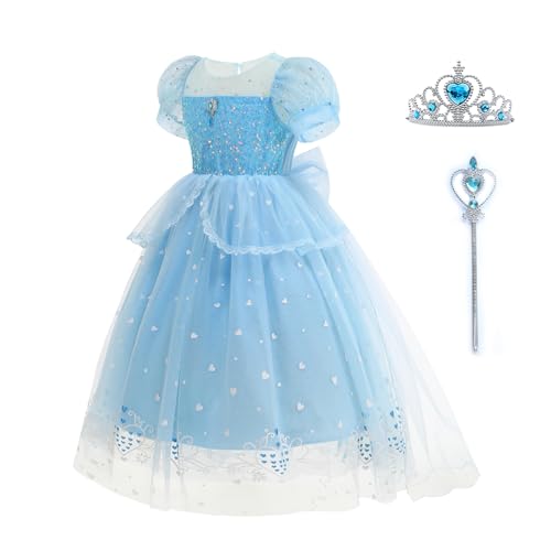 Girls Cinderella Dress Up Kids Blue Princess Costume Deluxe Fancy Dresses Halloween Birthday Party Carnival Outfit von EARJIA