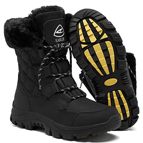 Damen Schneestiefel mit wasserfester Schnürung, halbhoch, Winterstiefel, Gummisohle, Grau-Cam, 38 EU von EARLDE