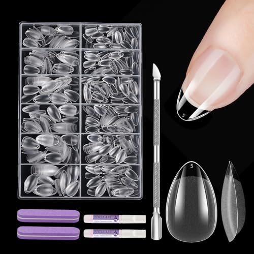 EARLMONI Extra Short Almond Nail Tips Set, 432 Stück Full Cover Soft Gel Künstliche mit Kleber Nagelfeile Nagelhautschieber, 12 Größen Vorpoliertes Kurzes Mandel Nägel Tips Set für Frauen Salons EARLMONI Extra Short Almond Nail Tips Set, 432 Stück Full Cover Soft Gel Künstliche mit Kleber Nagelfeile Nagelhautschieber, 12 Größen Vorpoliertes Kurzes Mandel Nägel Tips Set für Frauen Salons von EARLMONI