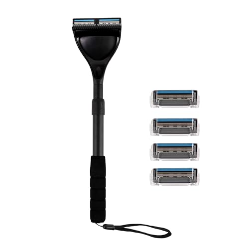 EASACE rückenrasierer herren Rückenhaarentferner, Gebogen Rückenrasierer mit Langem Griff 53.7cm Verstellbarer, DIY Rasierklingen-Set Dreischichtige Klinge mit Schmierstreifen，rückenrasierer von EASACE