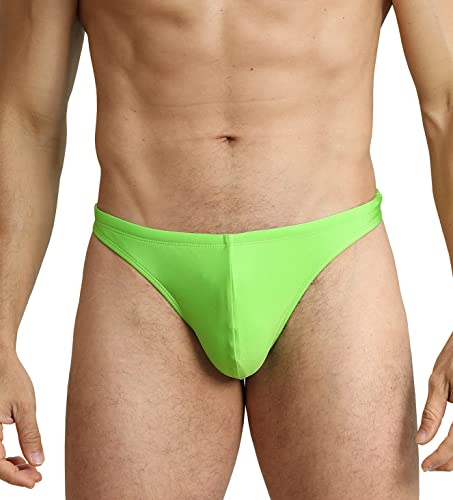 EASEJUICY Herren-Badehose, sexy Bademode, Bikini, Schwimmhose, String, heller Stoff mit Kordelzug, Schwimm-Tanga, Grasgrün, X-Large von EASEJUICY