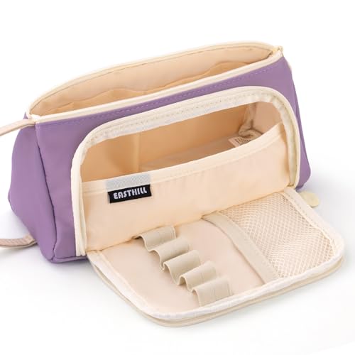 EASTHILL Federmäppchen Pencil case mit grossem Fassungsvermögen Mäppchen Schreibwarenbeutel Bleistift Beutel für Middle High School College Office Studentin Mädchen Erwachsener-Purple von EASTHILL