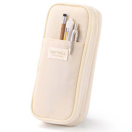 EASTHILL Federmäppchen mit großem Fassungsvermögen, Schreibwaren-Stifttasche für Teenager-Cremefarben von EASTHILL