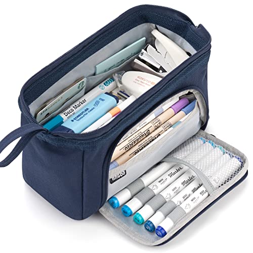 EASTHILL Federmäppchen mit grossem Pencil case Tragbare Stifttasche Tragbare kosmetisches Office High School Organizer College Studentin Mädchen Jugendliche Mädchen Erwachsene-Dunkelblau von EASTHILL