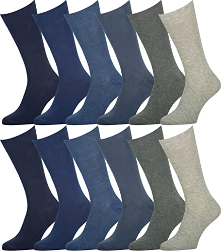 EASTON MARLOWE Premium Socken Herren 12 Paar Gekämmte Baumwolle Unisex Damen Jeans Farbe Blau 43-46 Business Freizeit von EASTON MARLOWE