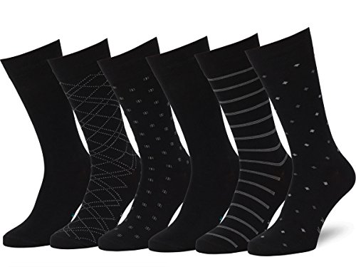 Easton Marlowe 6 Paar Gemusterte Baumwolle Herren Socken - 6pk 4-3, Schwarz - 39-42 EU Schuhgröße von EASTON MARLOWE