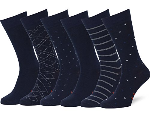 Easton Marlowe 6 Paar Gemusterte Baumwolle Herren Socken - 6pk 4-5, dunkle Marine Blau - 43-46 EU Schuhgröße von EASTON MARLOWE