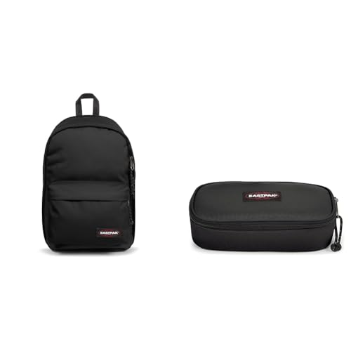 EASTPAK BACK TO WORK Rucksack, 27 cm, 27 L, Black (Schwarz) & Oval XL Single Pencil Case, 22 cm, Black (Black) von EASTPAK