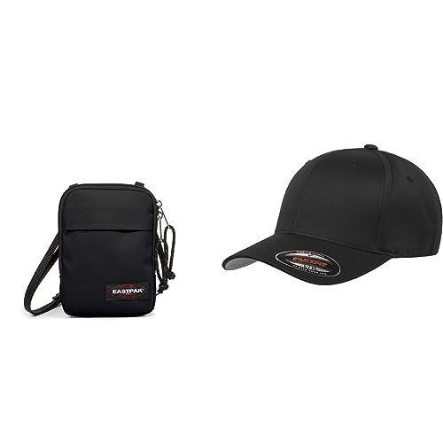 EASTPAK BUDDY Umhängetasche, 18 cm, 0.5 L, Schwarz (Black) & Flexfit Herren Flexfit Athletic Baseball Fitted Cap voor heren Verschluss, Schwarz, S-M EU von EASTPAK