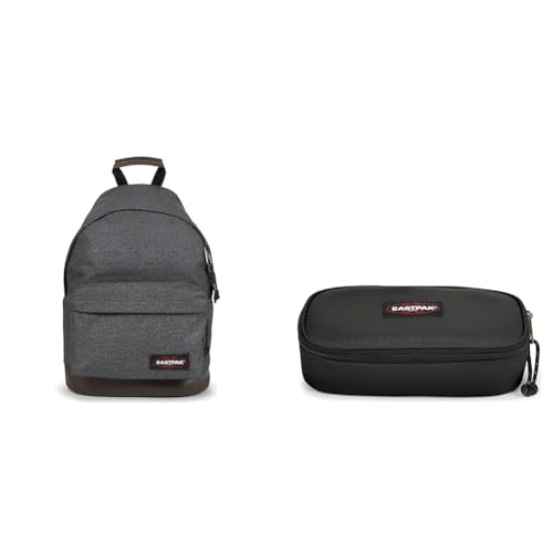 EASTPAK WYOMING Rucksack, 40 x 30 x 18 cm, 24L Black Denim (Grau) & Oval XL Single Pencil Case, 22 cm, Black (Black) von EASTPAK